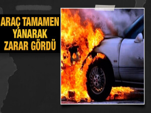 Park halindeki bir aracın makine bölümündeki benzin kaçağı yangın çıkardı