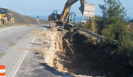 Arapköy ikinci girişindeki çökme nedeniyle trafik tek şeritten veriliyor