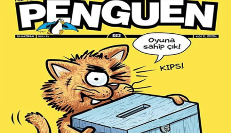 Oyuna sahip çıkan kedi, Penguen'in kapağında!