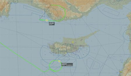 NATO uçağı Güney Kıbrıs'ta gözlem uçuşu gerçekleştirdi