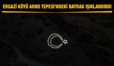 İskele Belediyesi, mücahitler tarafından 50 yıl önce yapılan Ergazi Köyü Arno Tepesi’ndeki bayrağı ışıklandırdı