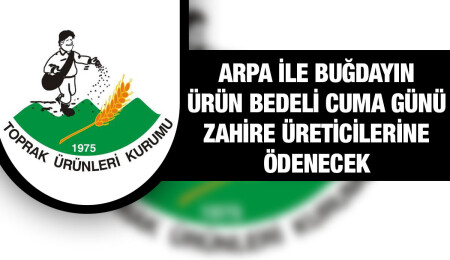 TÜK'ün 6-10 Haziran arasında aldığı zahire bedeli cuma günü ödenecek