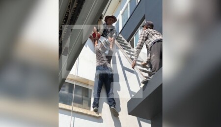 Lefkoşa’da inşaatta korku dolu anlar: İşçi düşmekten son anda kurtarıldı