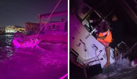 Fırtına nedeniyle alabora olan teknede 2 kişi kurtarıldı!