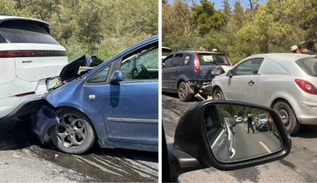 Lefkoşa-Girne ana yolunda zincirleme kaza: 6 araç birbirine girdi!