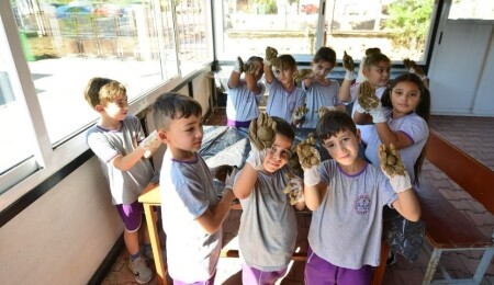 Lefke bölgesi ilkokul öğrencilerine “tohum topu” yapımı gösterildi