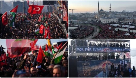Filistin'e destek için yüz binlerin Galata Köprüsü'nde buluştuğu eylem sona erdi
