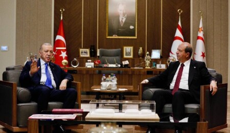 Recep Tayyip Erdoğan ve Ersin Tatar, Cumhurbaşkanlığı'nda bir araya geldi