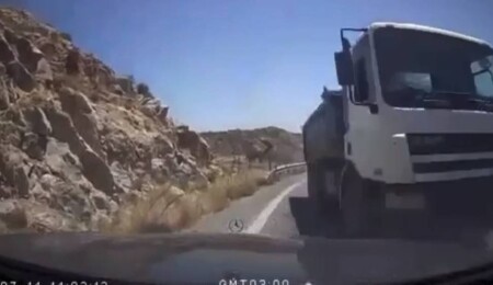 Girne Dağyolu’nda trafik magandalığı: Dikkatsiz kamyon sürücüsü korku yarattı