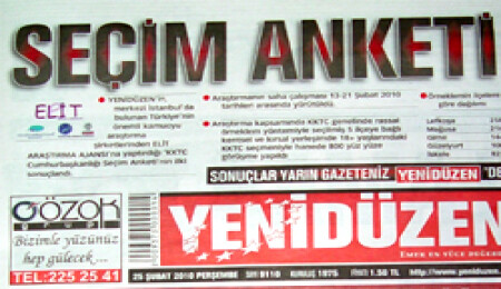 Yenidüzen Gazetesi "Cumhurbaşkanlığı Seçim Anketi" yaptırttı