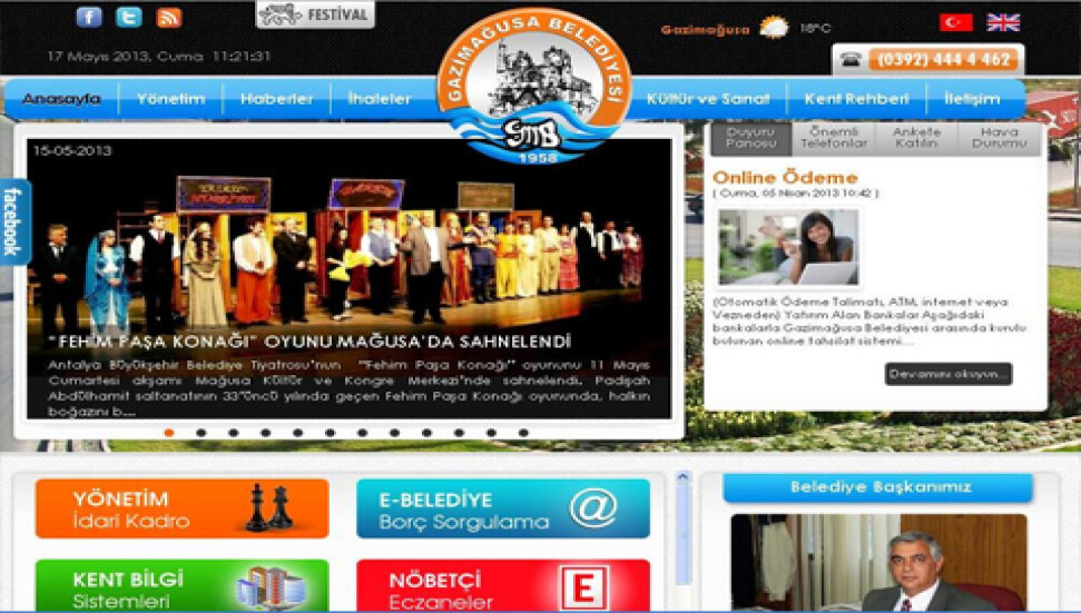 Gazimağusa Belediyesi'nin internet sitesi yeni yüzüyle hizmette...