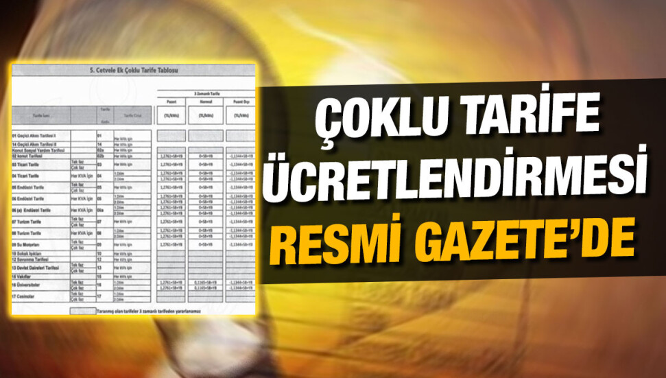 Elektrikte yeni tarifeler, Resmi Gazete’de yayımlandı