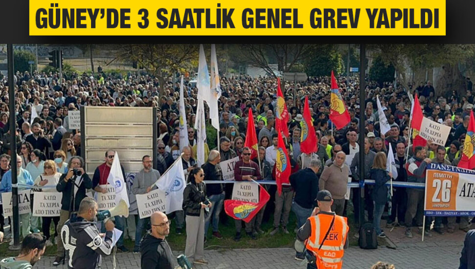 Güney Kıbrıs’ta eşel mobil sisteminin tamamıyla uygulanması için 3 saatlik grev yapıldı