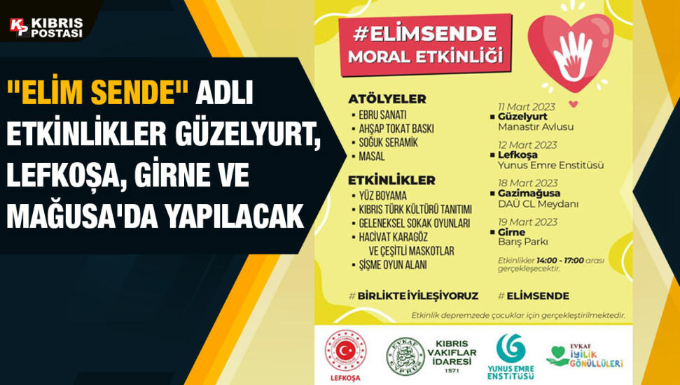 KKTC'deki depremzede çocuklara yönelik moral etkinlikleri düzenlenecek