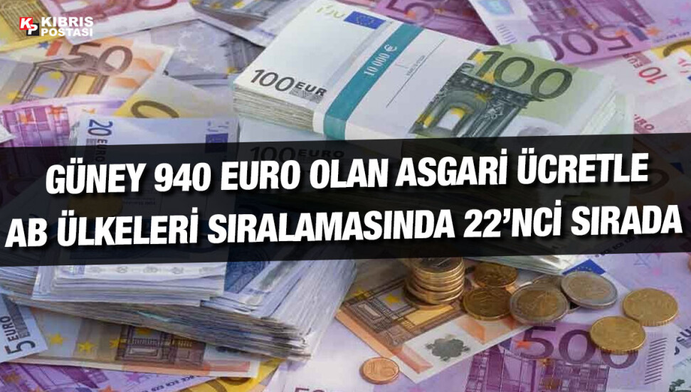 Güney Kıbrıs 940 Euro olan asgari ücretle AB ülkeleri sıralamasında 22’nci sırada