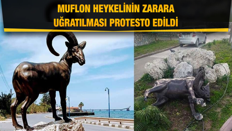 Lefke’de Muflon Heykeli zarara uğratıldı… Lefke örgütleri saldırıyı protesto etti