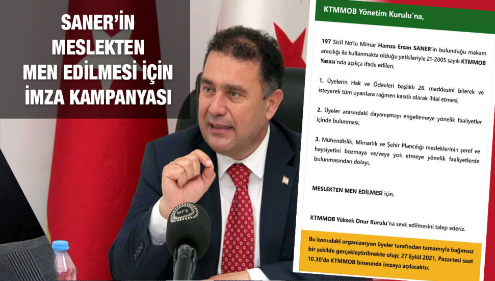 Başbakan Ersan Saner’in meslekten men edilmesi için imza kampanyası başlatıldı