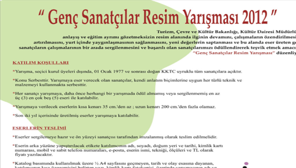 Genç Sanatçılar Resim Yarışması için eser kabulü sürüyor