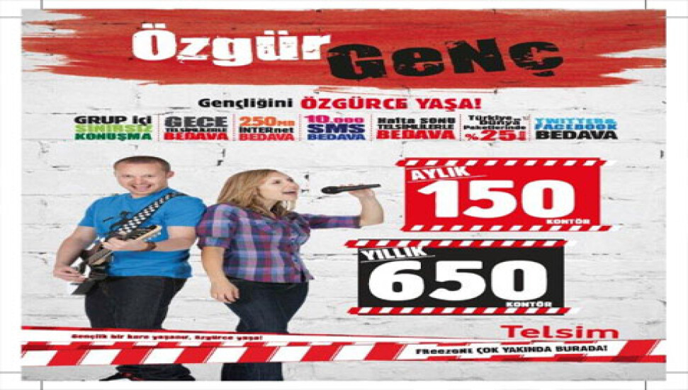 Özgür Genç'te konuşma, SMS, internet, Facebook, Twitter bedava
