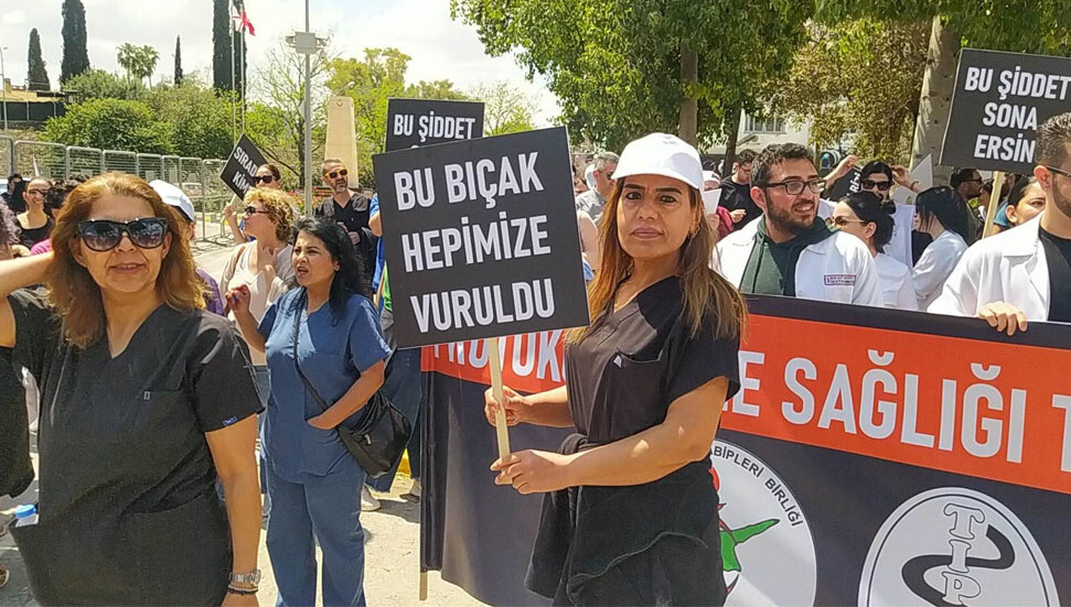 Healthcare workers in Northern Cyprus go on strike to protest against violence