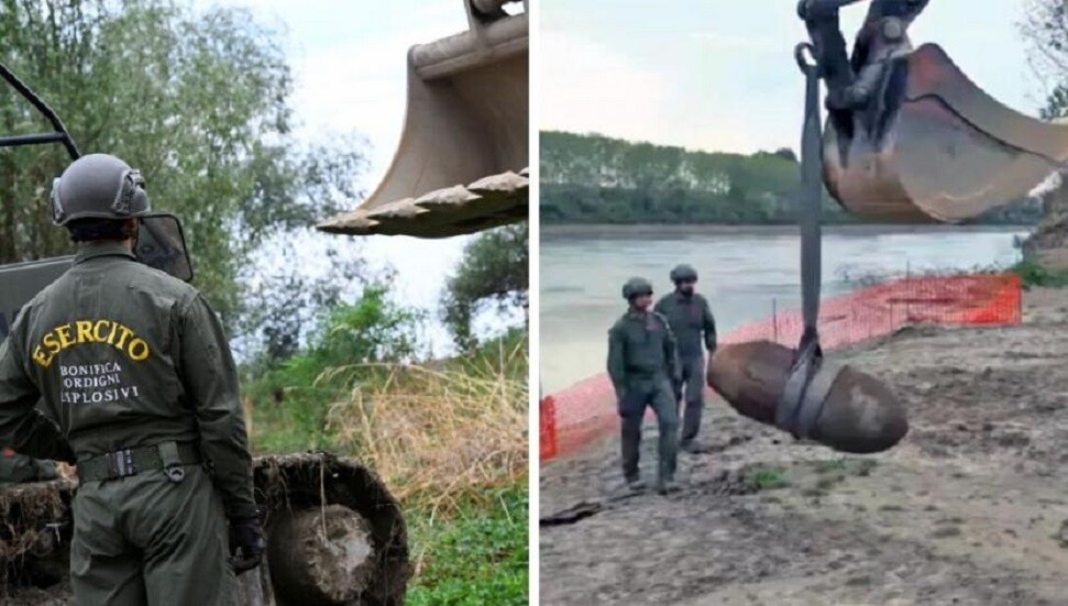 İtalya'da çekilen nehirden II. Dünya Savaşı'ndan kalma bomba çıktı