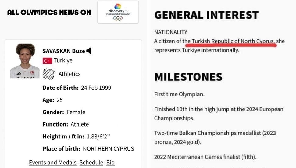 Paris Olimpiyatları’nın resmi sitesinde Buse Savaşkan, KKTC vatandaşı olarak yer aldı