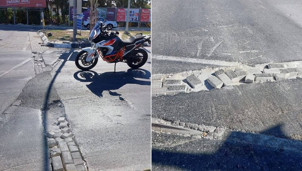 Lefkoşa’da yolun bozuk olması ve beton yerine küçük taşların kullanılması tepkilere yol açtı!
