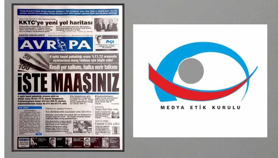 Medya Etik Kurulu'ndan, Kıbrıs Postası'nın haberini kaynak belirtmeden kullanan Avrupa Gazetesi'ne uyarı