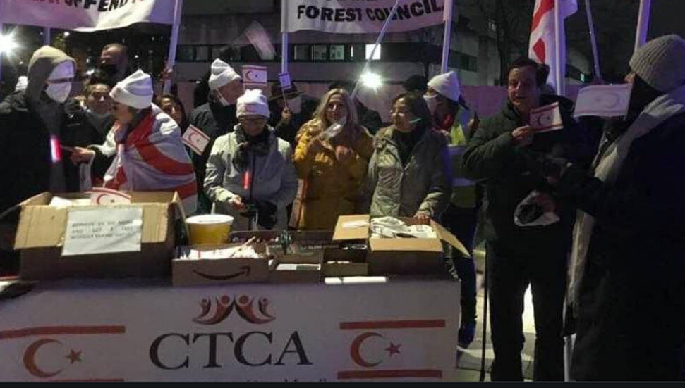 Protests in England to lower the TRNC flag