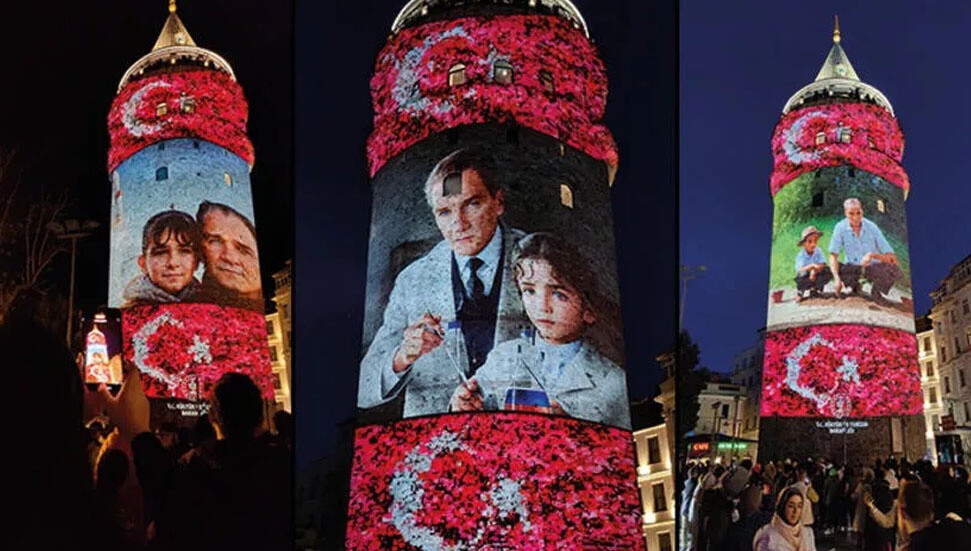 'Bir Hayalin İnşası' dijital enstalasyon sergisi Galata Kulesi'ne yansıtıldı