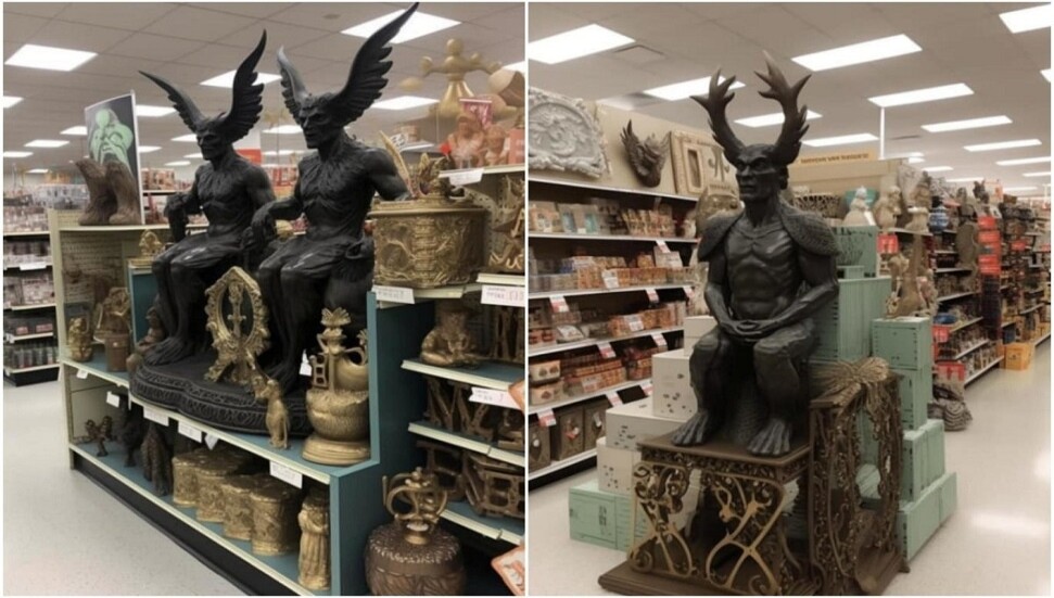 Yapay zeka sanatçısı, bir marketin içine şeytan heykeli "dikince" ortalık karıştı