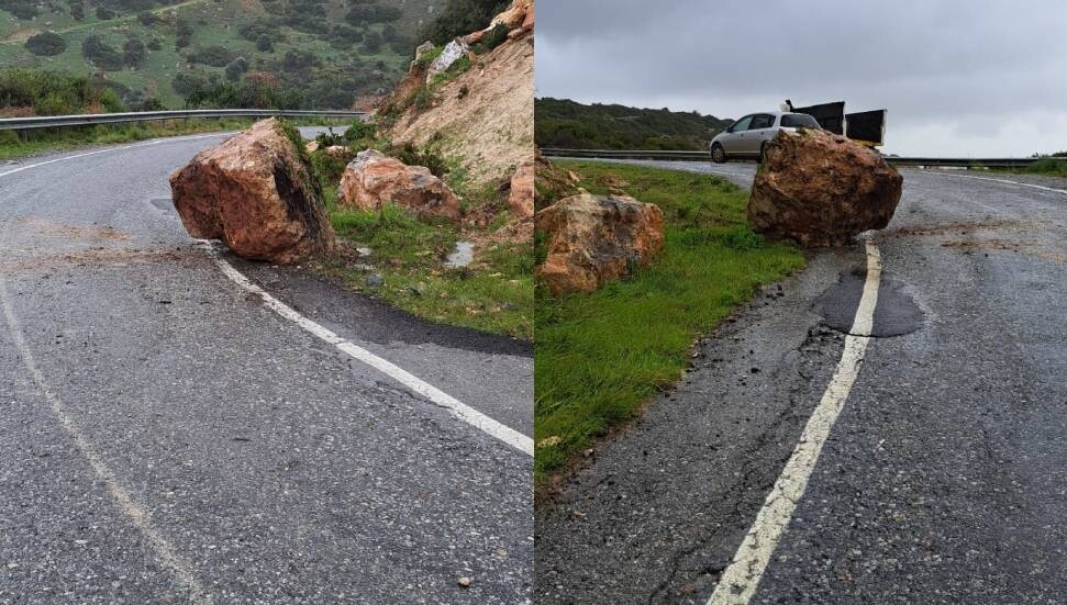 Kayalar-Sadrazamköy yoluna kaya düştü!
