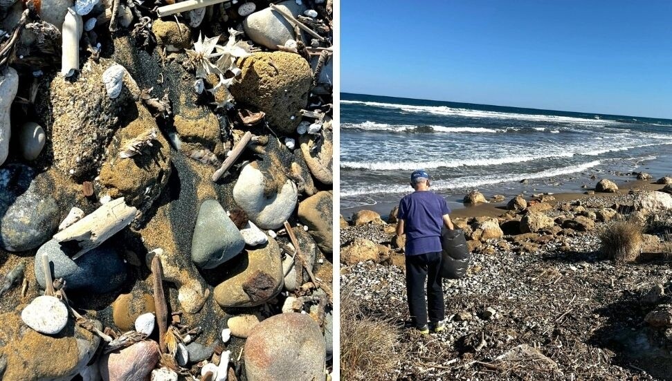 Alagadi’de kayalıkların üzerinde yoğun katran