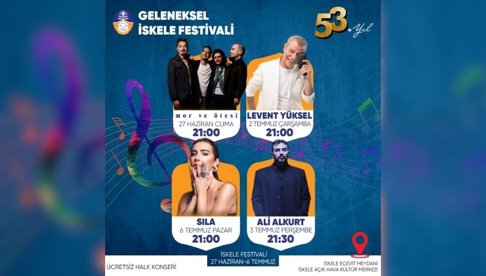 53. Geleneksel İskele Festivali ünlü isimlerin ücretsiz konserleriyle 27 Haziran'da başlıyor!