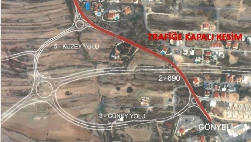 Gönyeli-Boğaz yolu pazartesi gününe kadar trafiğe kapalı