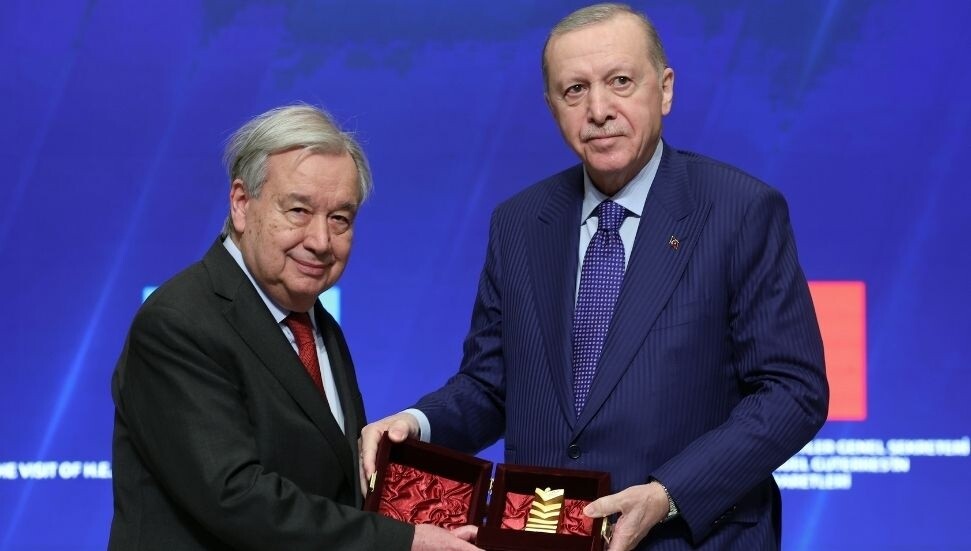 Recep Tayyip Erdoğan, BM Genel Sekreteri Guterres’e Atatürk Uluslararası Barış Ödülü’nü takdim etti