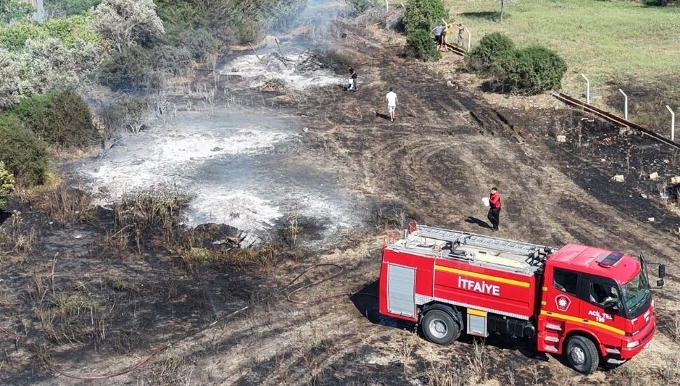Güzelyurt-Kalkanlı yolundaki yangında ekili alanlar zarar gördü