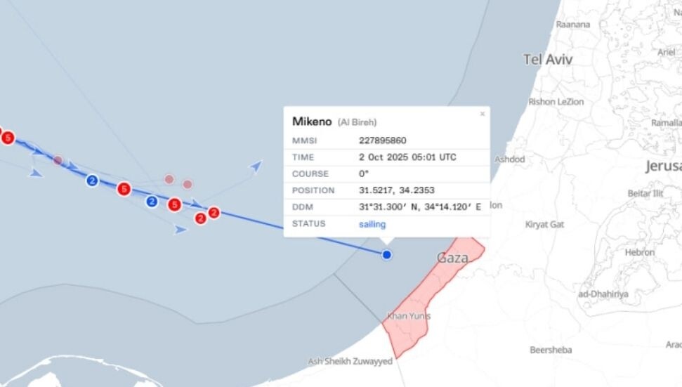 Küresel Sumud Filosu’na ait Mikeno gemisi Gazze sularına girdi