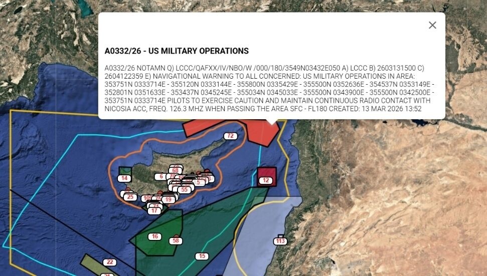 ABD, Kıbrıs çevresinde askeri faaliyet NOTAM’ı yayınladı: Pilotlardan dikkatli olunması istendi