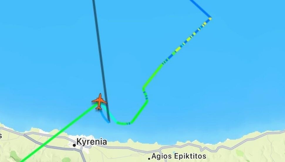 Askeri radar uçağı Girne açıklarında arama çalışmalarına katıldı