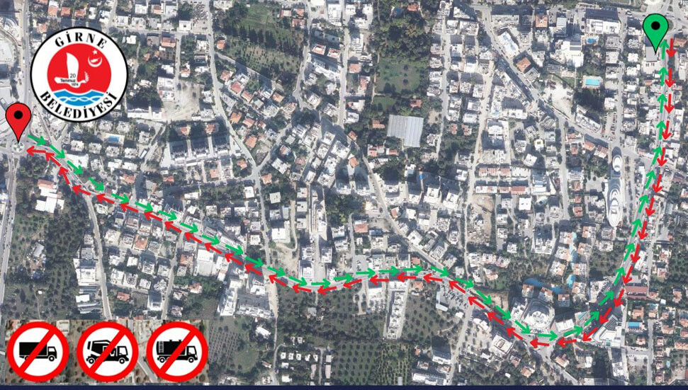 Girne’de ağır vasıta trafik kısıtlaması pazartesi başlıyor