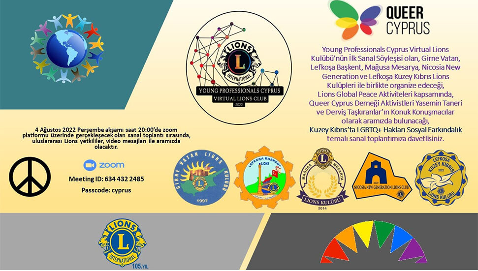 'Young Professionals Cyprus Virtual Lions', Queer Cyprus Derneği ile birlikte sanal söyleşi düzenlenecek