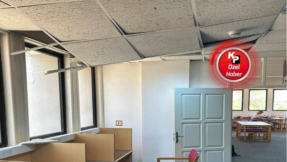 DAÜ'de dehşetin kapısından dönüldü: Kütüphanenin tavanı çöktü