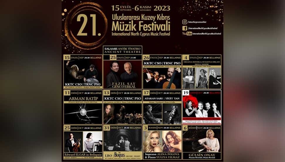 21. Uluslararası Kuzey Kıbrıs Müzik Festivali 15 Eylül’de başlıyor