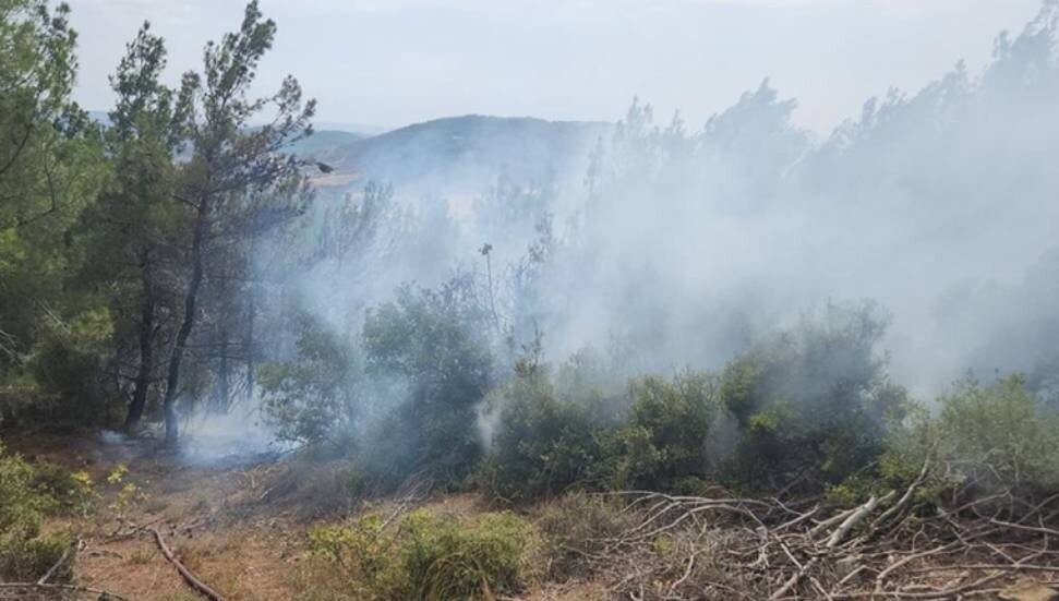 Çanakkale'de yıldırım isabet eden ormanlık alanda yangın çıktı
