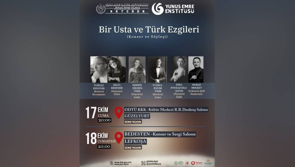 “Bir Usta ve Türk Ezgileri” konseri Güzelyurt ve Lefkoşa’da
