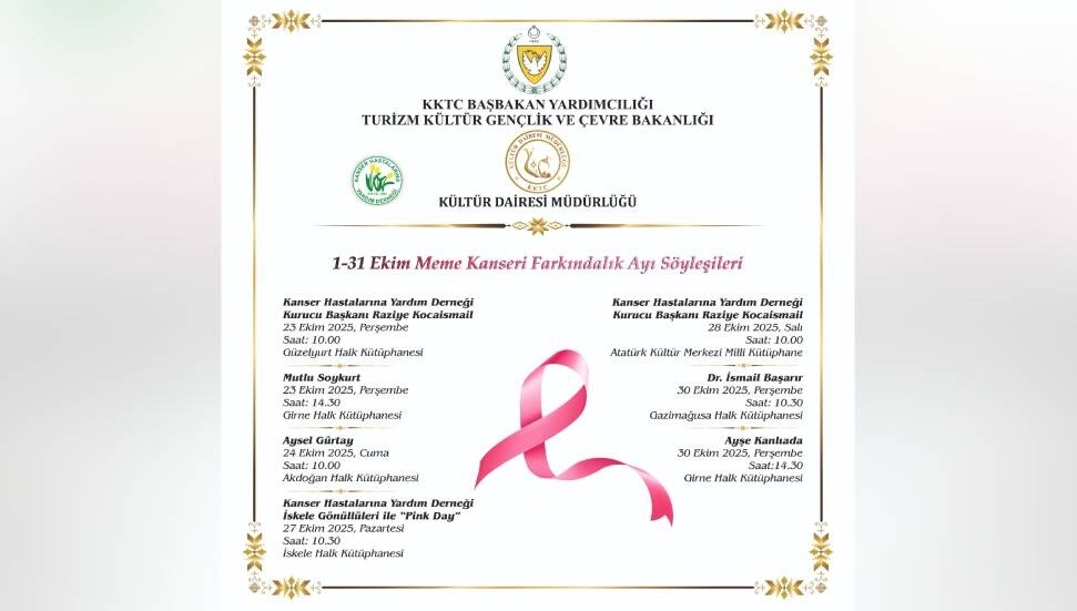 Kültür Dairesi, 1-31 Ekim Meme Kanseri Farkındalık Ayı için söyleşiler düzenliyor