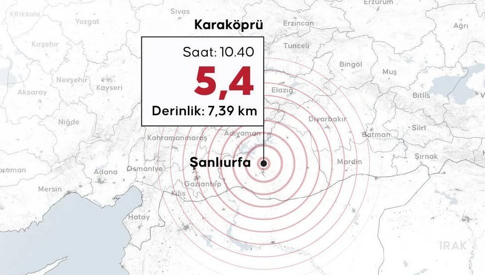 Şanlıurfa'da 5,4 büyüklüğünde deprem