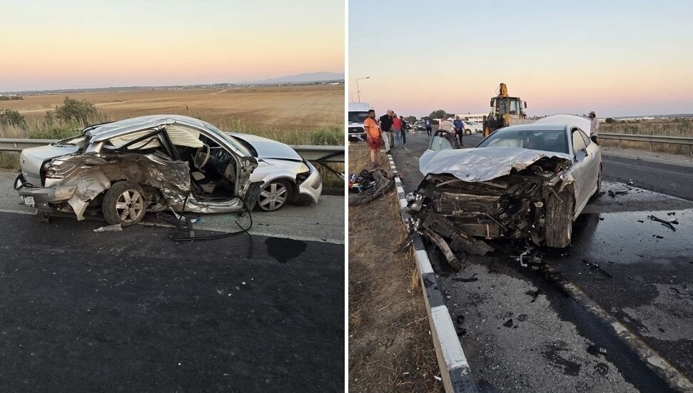 Lefkoşa-Güzelyurt ana yolunda korkutan kaza: Araçta sıkışan sürücüyü itfaiye kurtardı