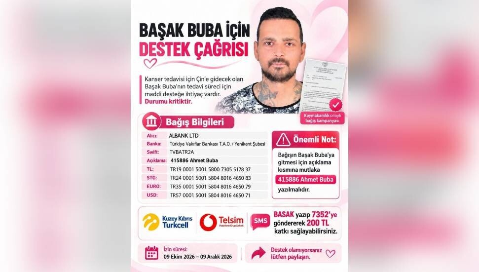 Başak Buba tedavi için Çin’e gidiyor: Şenkul’dan desteğe devam çağrısı